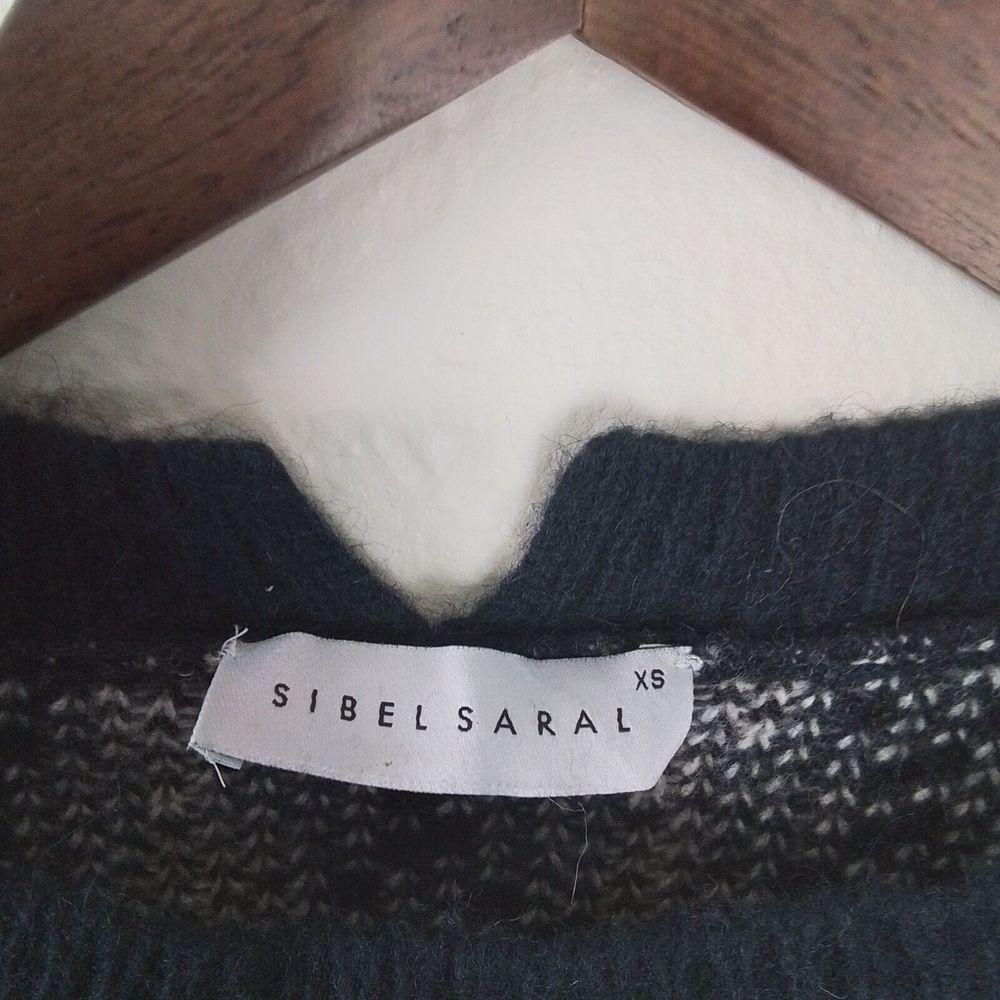 Sibel Saral Knit Sweater Sz XS Black Argyle Yak Alpaca Luxury Academia Crew Neck - Picture 7 of 12